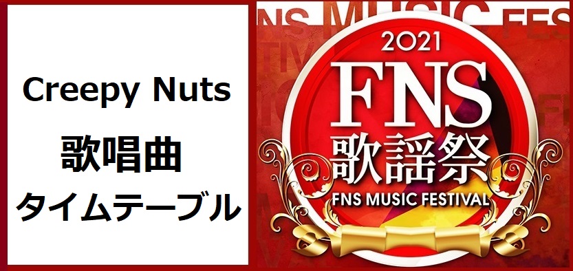 クリーピーナッツ(Creepy Nuts)FNS歌謡祭2021冬で歌う曲とタイムテーブル(出演時間)